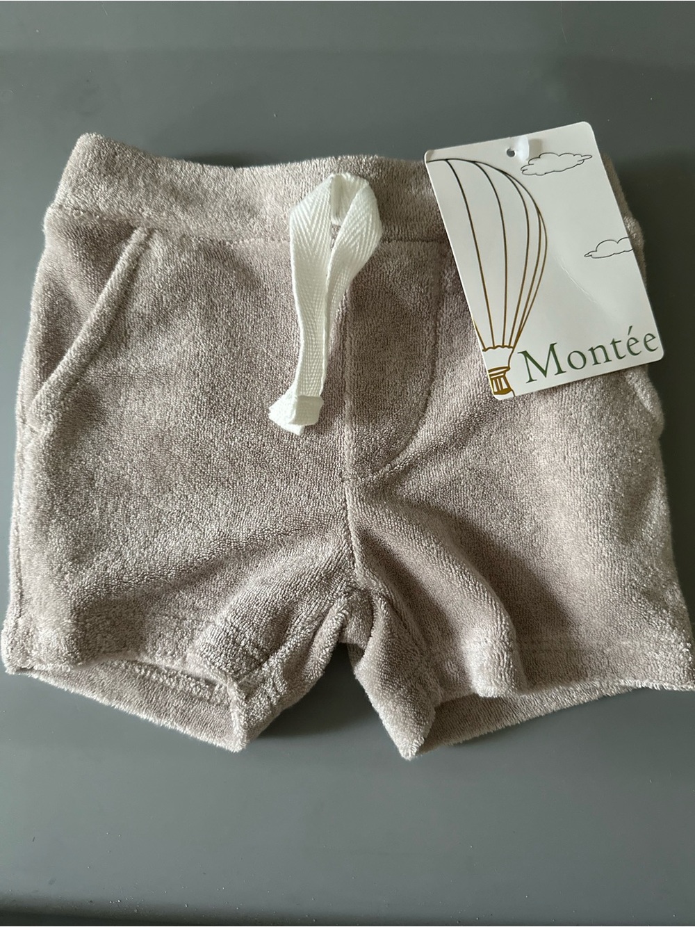 Kids Terry Cloth Shorts in Light Taupe - Picture 1 of 2